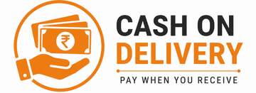 Logo for cash on delivery service with a hand holding money and text 'Cash on Delivery Pay When You Receive' on a white background.