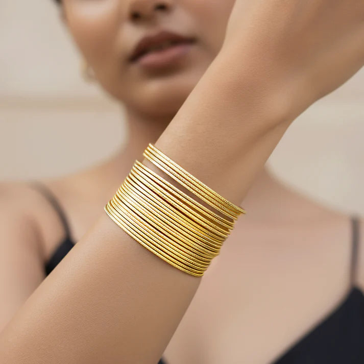 JWELLIX Golden Spiral Luxe Cuff Bracelet