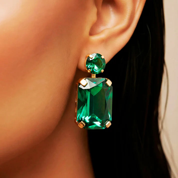 JWELLIX Anti-Tarnish Emerald Necklace Set With Earrings