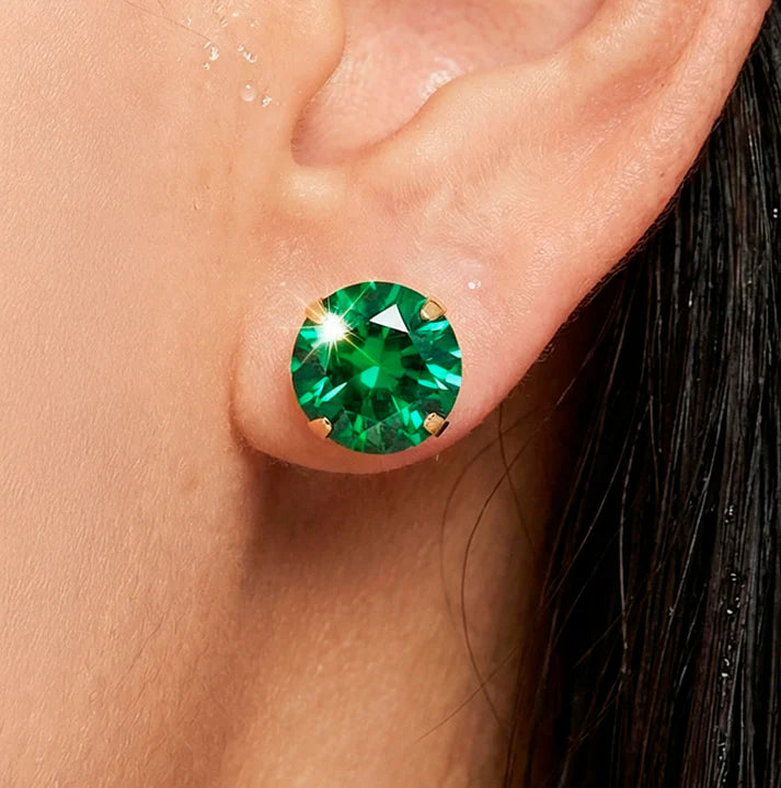 JWELLIX Anti-Tarnish Emerald Crystal Necklace Set With Earrings