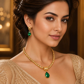JWELLIX Emerald Crystal Luxe Necklace Set
