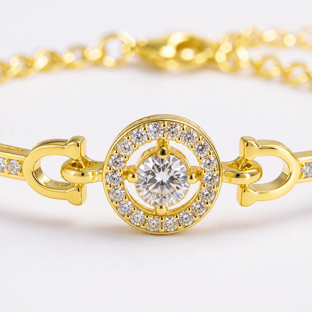 JWELLIX Anti-Tarnish Crystal Halo Bracelet