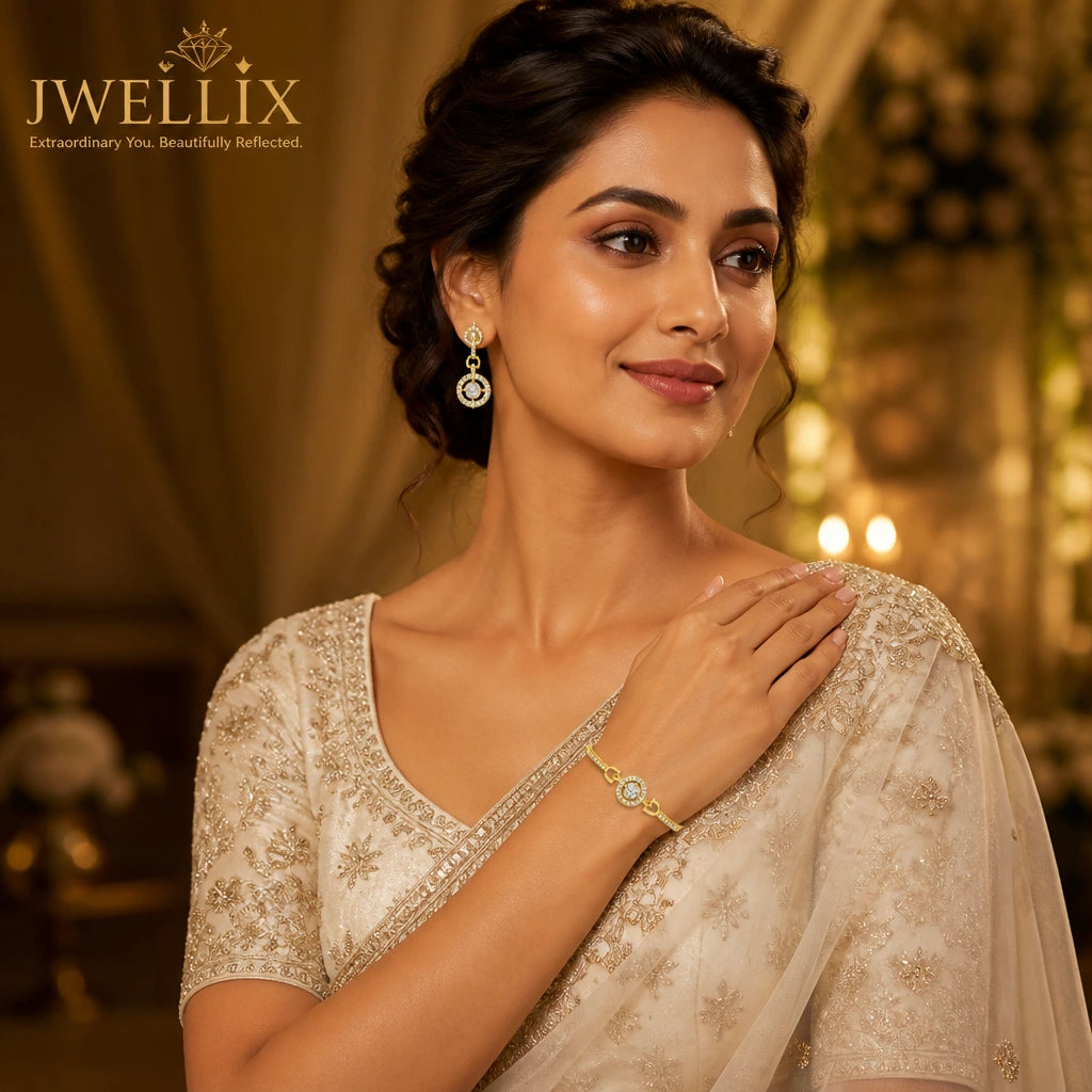 JWELLIX Anti-Tarnish Crystal Halo Bracelet