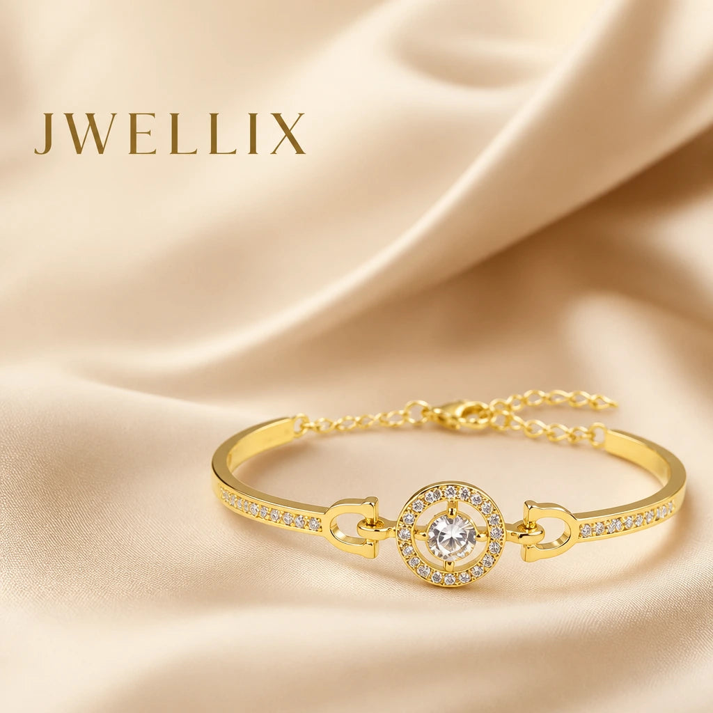JWELLIX Anti-Tarnish Crystal Halo Bracelet