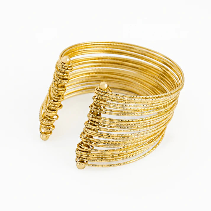 JWELLIX Golden Spiral Luxe Cuff Bracelet